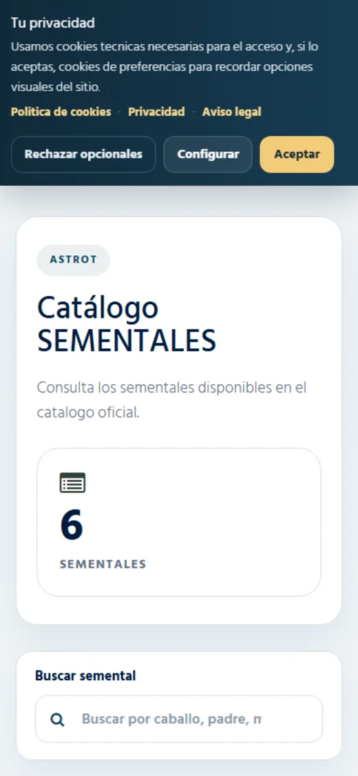 Captura móvil de la web ASTROT