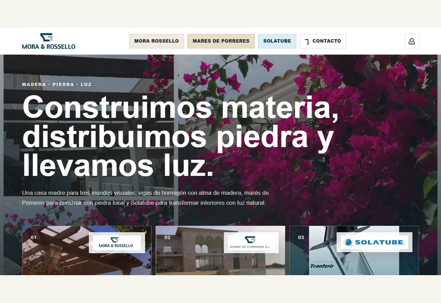 Pantalla común de Mora & Rosselló con las tres empresas agrupadas