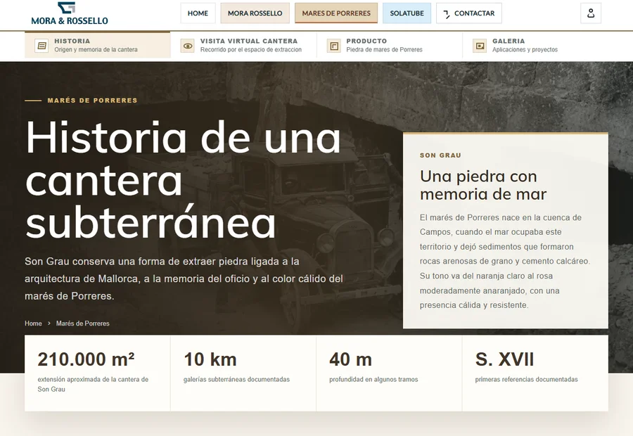Pantalla de Marès de Porreres con historia de la cantera