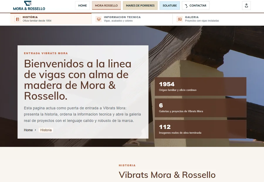 Pantalla de Vibrats Mora con vigas de hormigón imitación madera