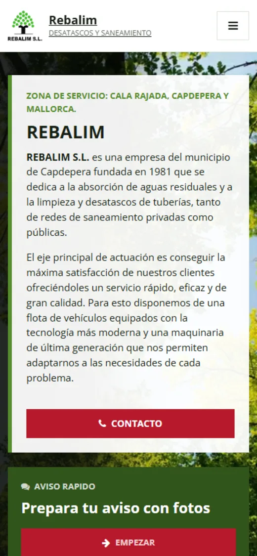 Captura móvil de la web Rebalim
